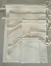 Cargar imagen en el visor de la galería, Double Drawstring 100% cotton calico bags